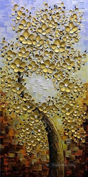 flor de ciruelo en oro 3 decoración floral Pinturas al óleo
